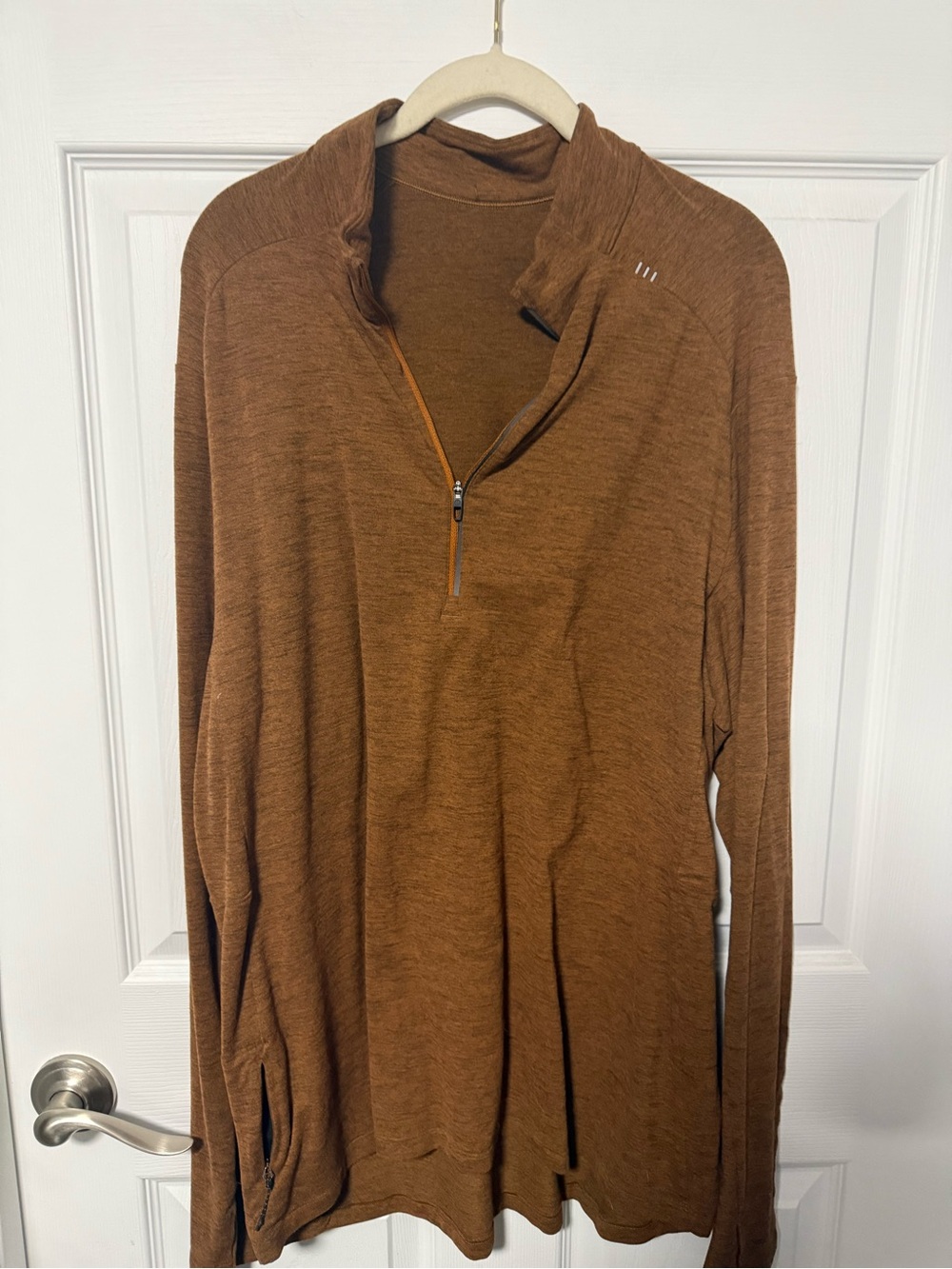 lululemon athletica Men's Zip-Neck Sweater in Rust Brown/orange